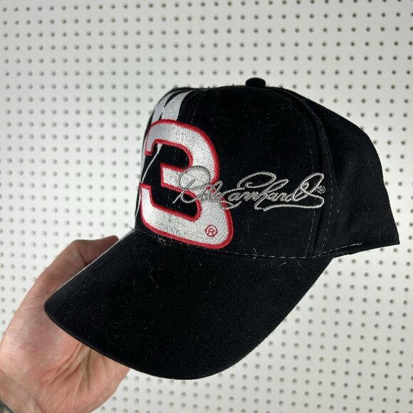 Dale Earnhardt Sr Vintage Nascar Snapback Hat Vintage 90s Black Flag Stitched #3 - Picture 3 of 6